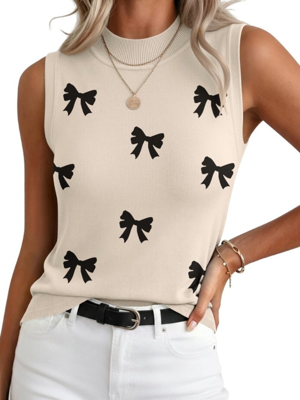 Womens Sleeveless Tops Turtleneck Sweater Business Casual Outfits
